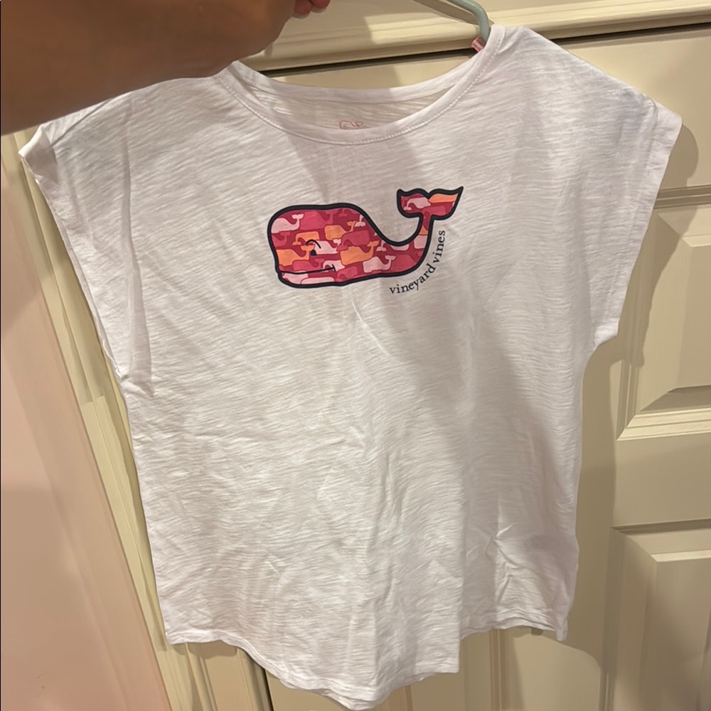 Vineyard Vines Kids Tee with Pink Whale on White